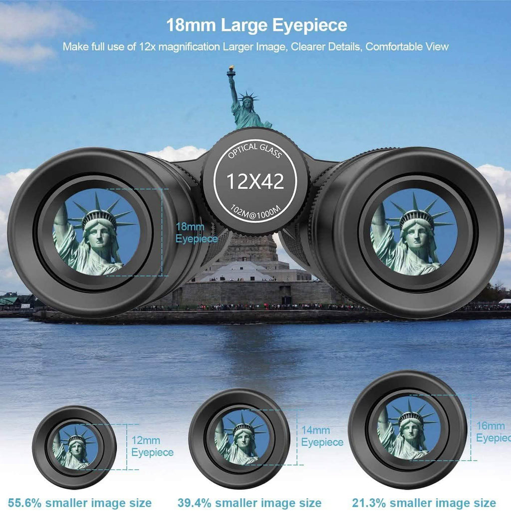 12x42 HD Binoculars for Adults with Universal Phone Adapter