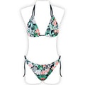 Multi-color printed neck strap halter sexy split bikini swimsuit