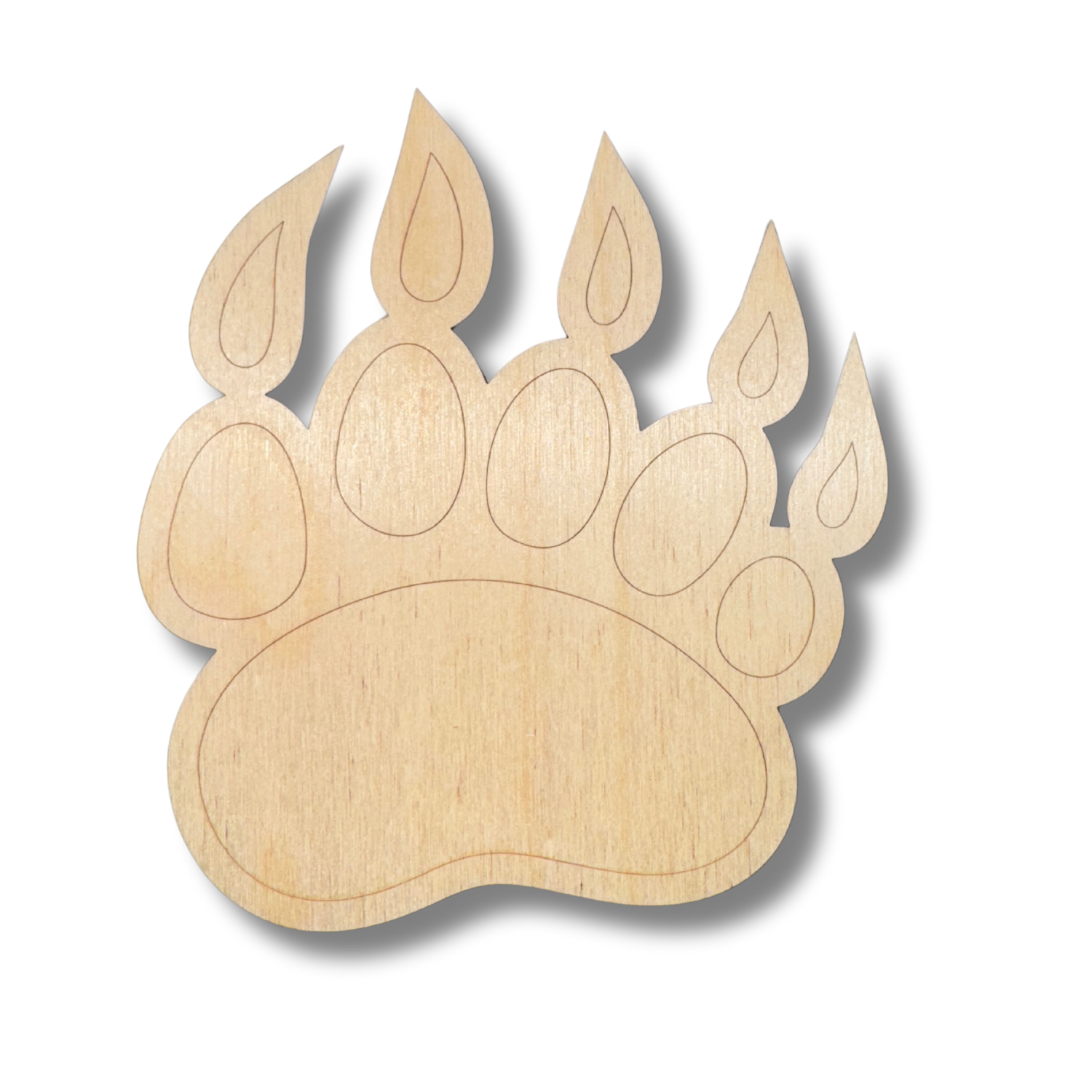 Unfinished Wood Etched Bear Paw Shape | Paint By Line Crafts | up to 30" DIY