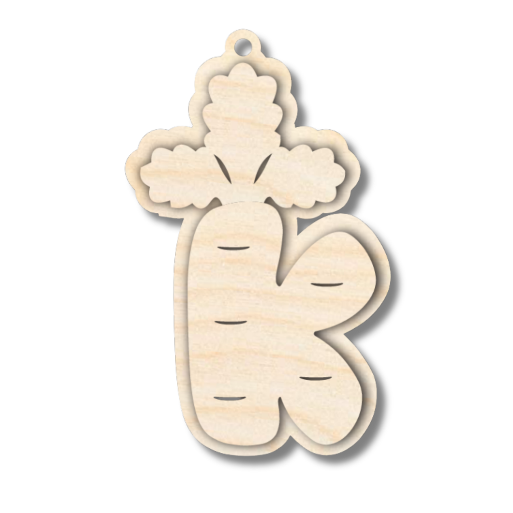 Unfinished Wood Layered Letter Carrot Tags | A-Z | 3 Piece | 6" Tall | 1/8" Wood | Wood Craft DIY