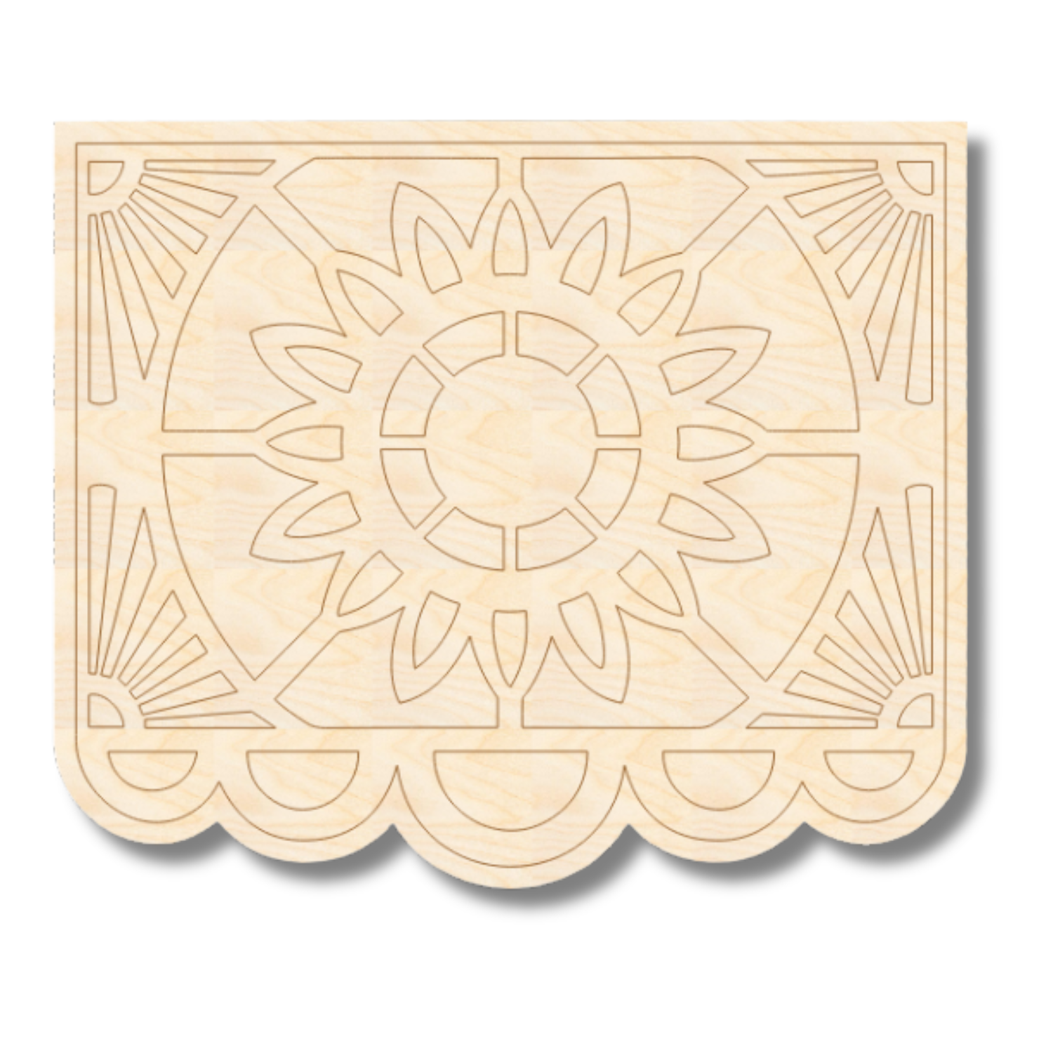 Unfinished Wood Etched Decoration Flag Shape | Paint By Line Crafts | up to 30" DIY