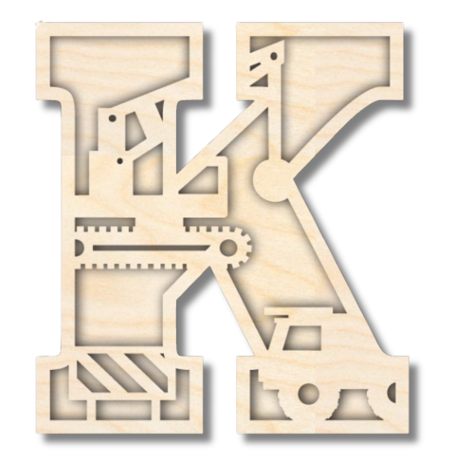 Unfinished Wood Layered Themed Letters | Construction | A-Z | 2 Piece | up to 24"
