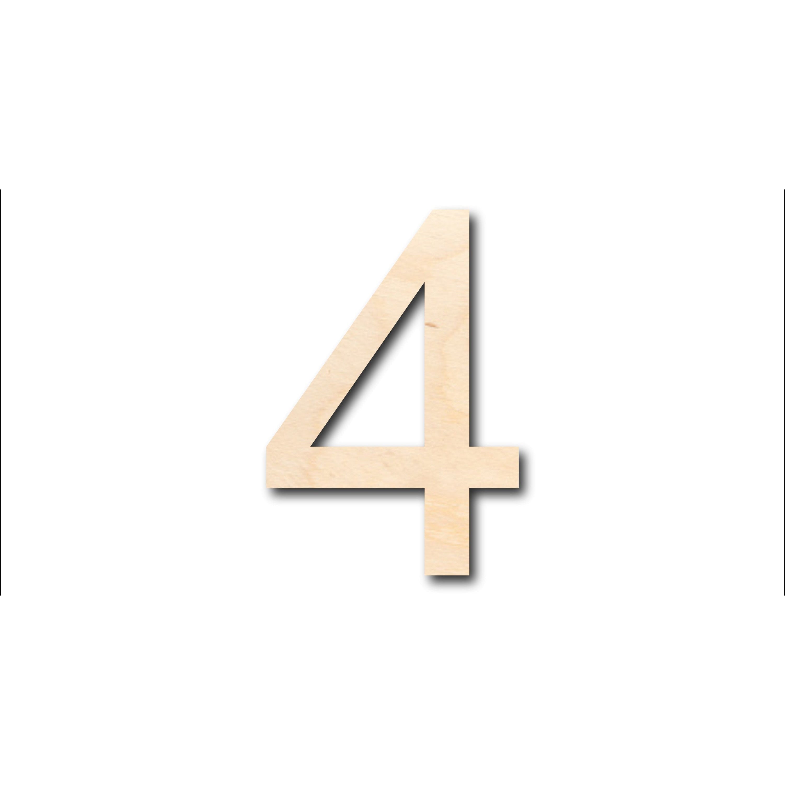 Unfinished Wood Arial Number 4 Shape - Craft - up to 46" DIY