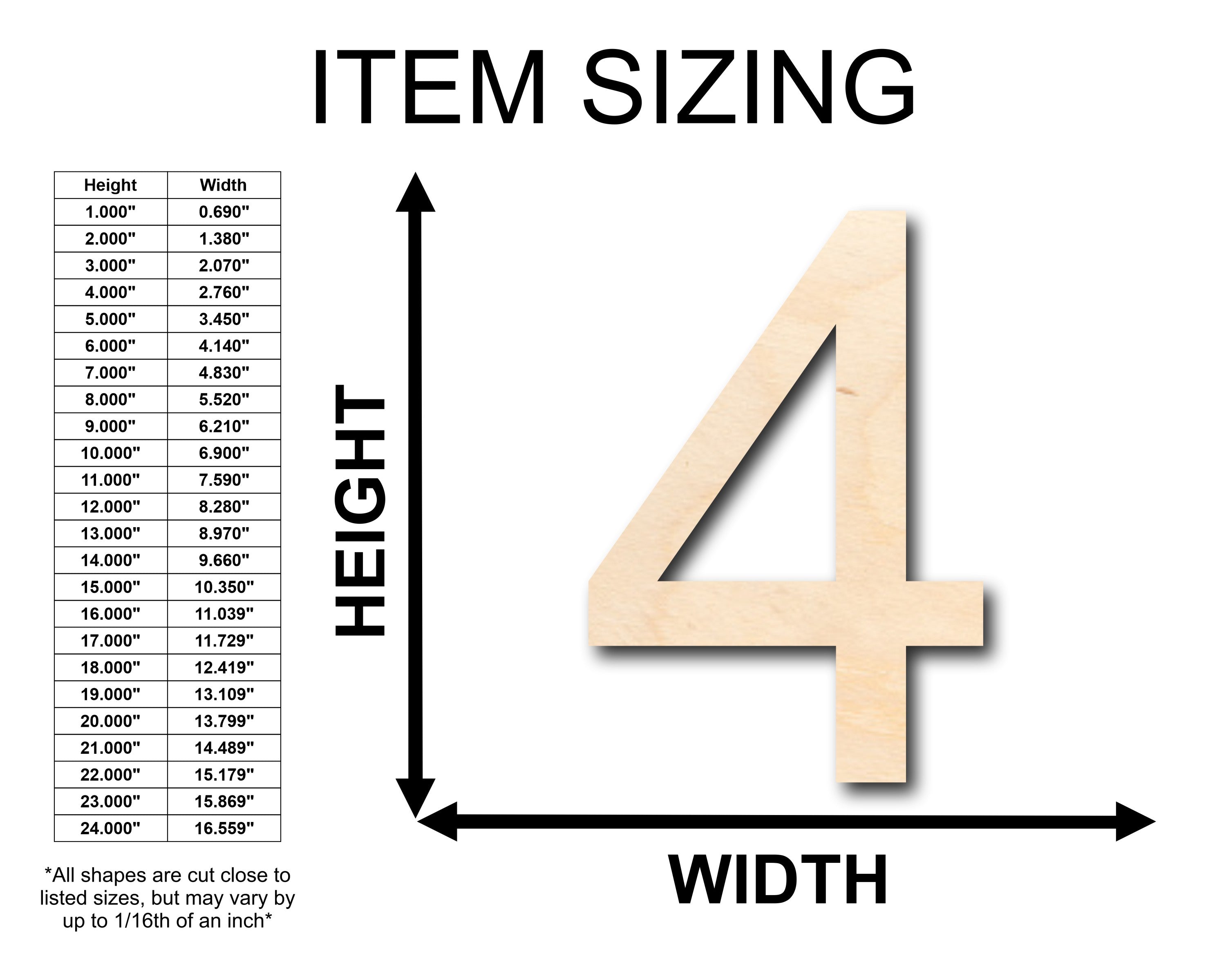 Unfinished Wood Arial Number 4 Shape - Craft - up to 46" DIY