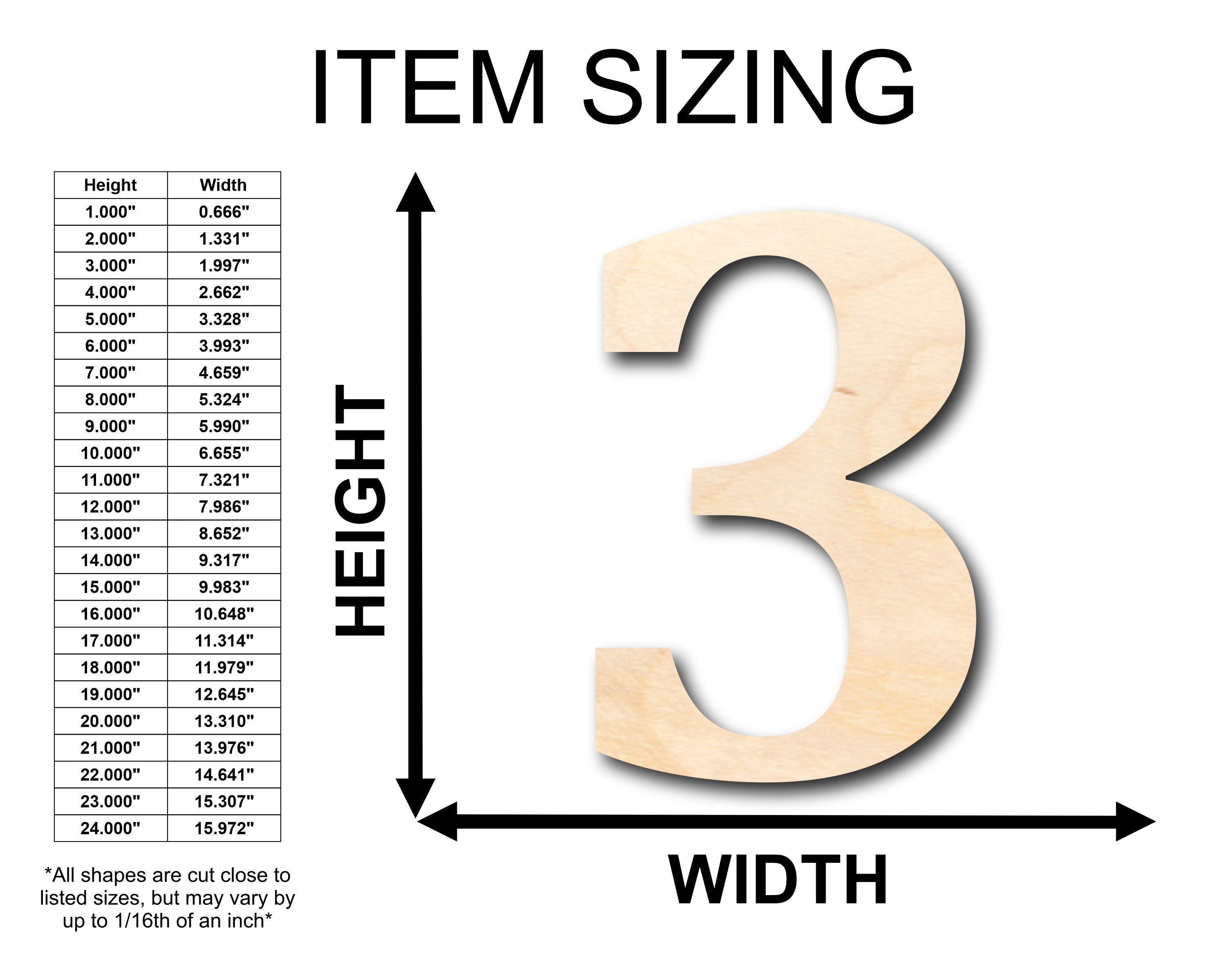Unfinished Wood Cambria Number 3 Shape - Craft - up to 46" DIY