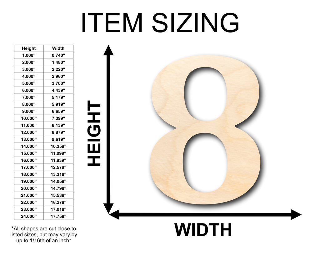 Unfinished Wood Cambria Number 8 Shape - Craft - up to 46" DIY