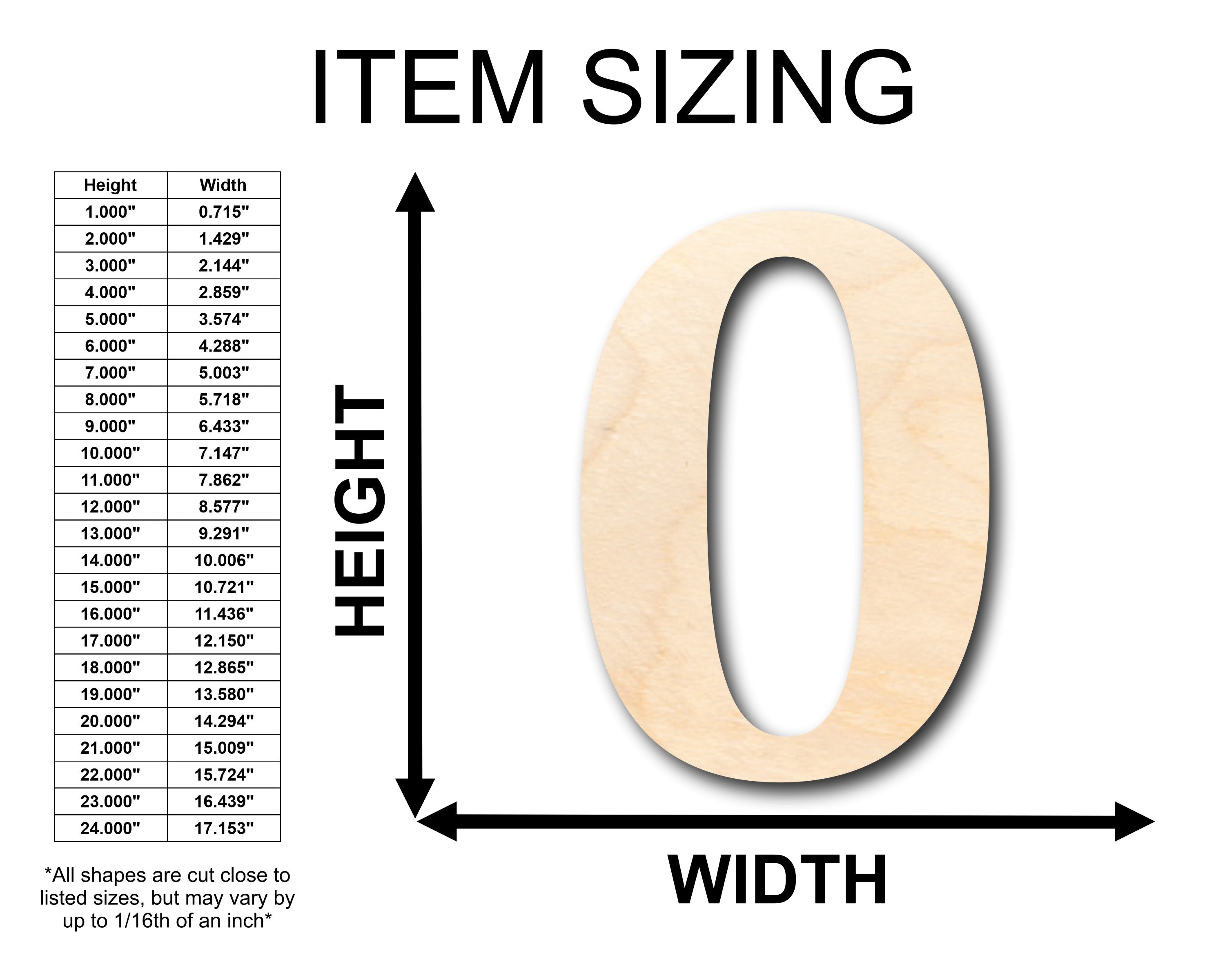 Unfinished Wood Cambria Number 0 Shape - Craft - up to 46" DIY