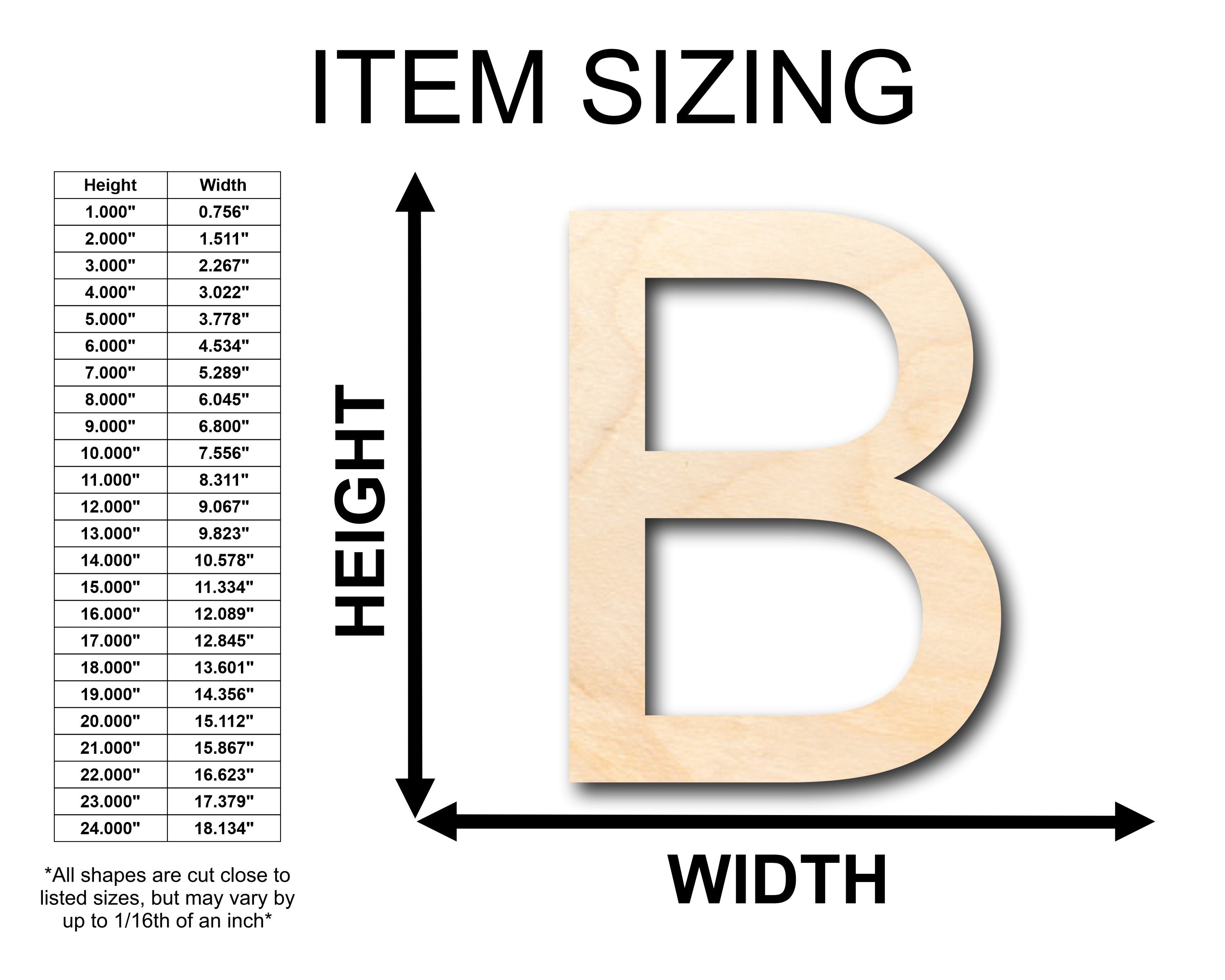 Unfinished Wood Arial Letter B Shape - Craft - up to 46" DIY