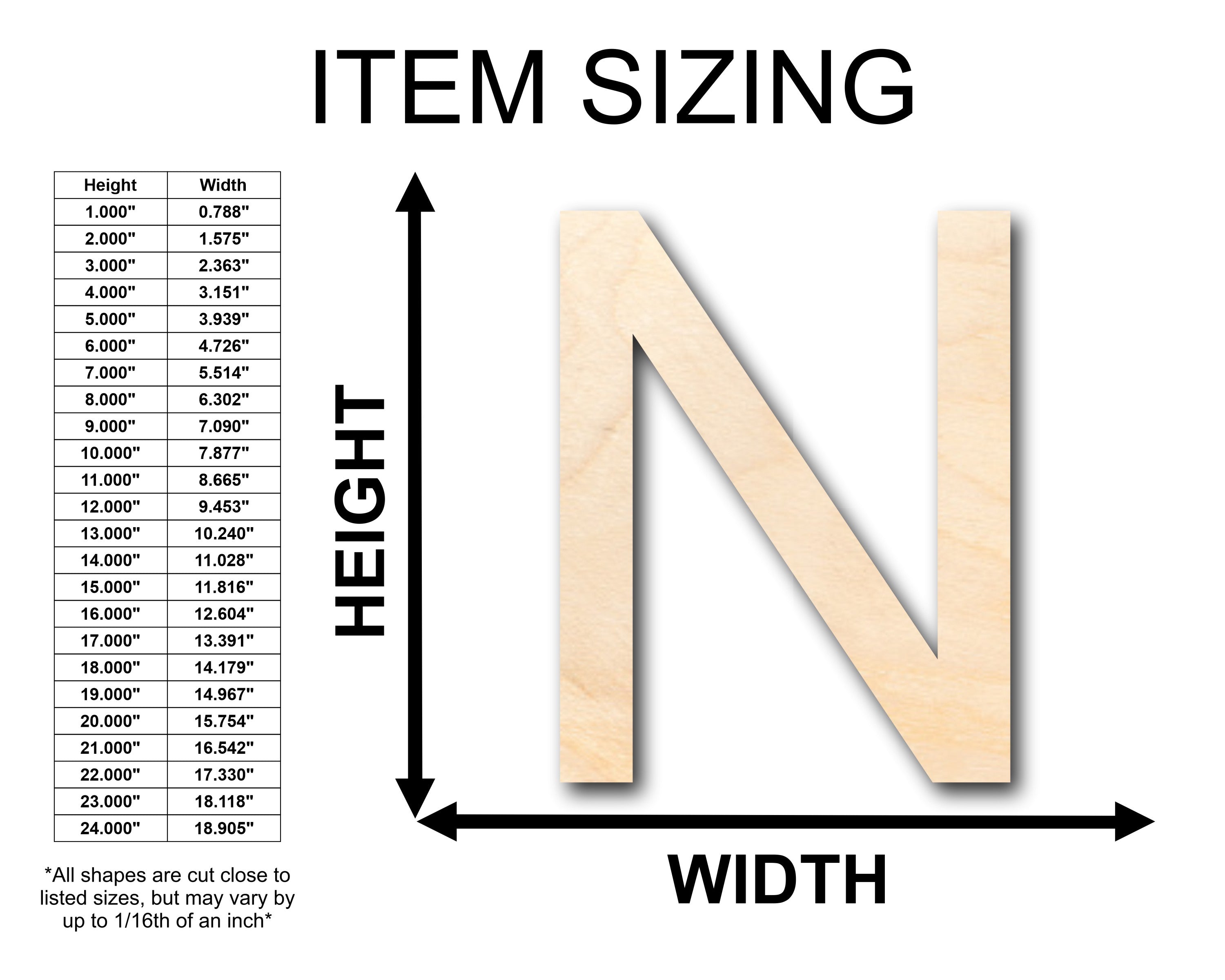 Unfinished Wood Arial Letter N Shape - Craft - up to 46" DIY