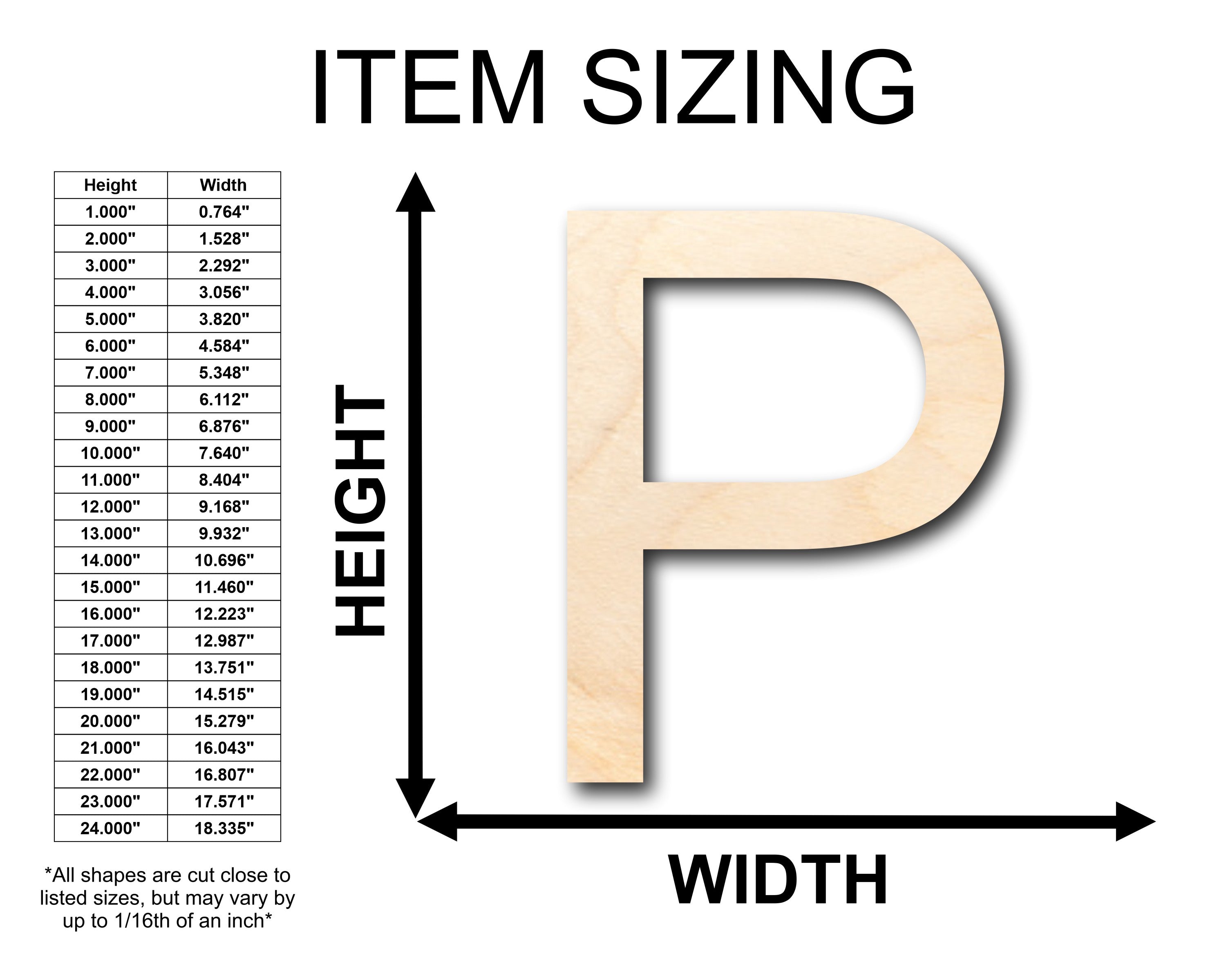Unfinished Wood Arial Letter P Shape - Craft - up to 46" DIY
