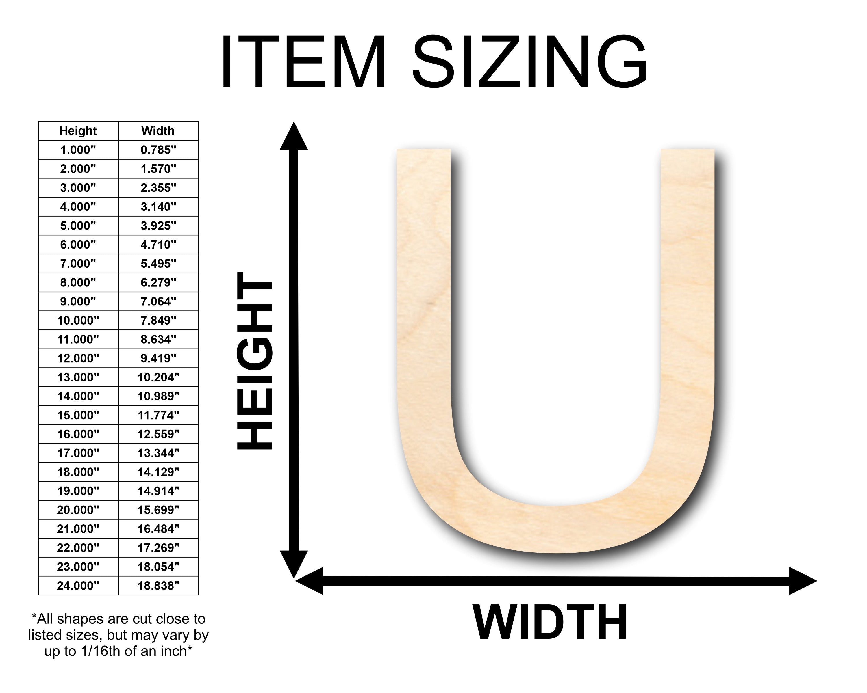 Unfinished Wood Arial Letter U Shape - Craft - up to 46" DIY