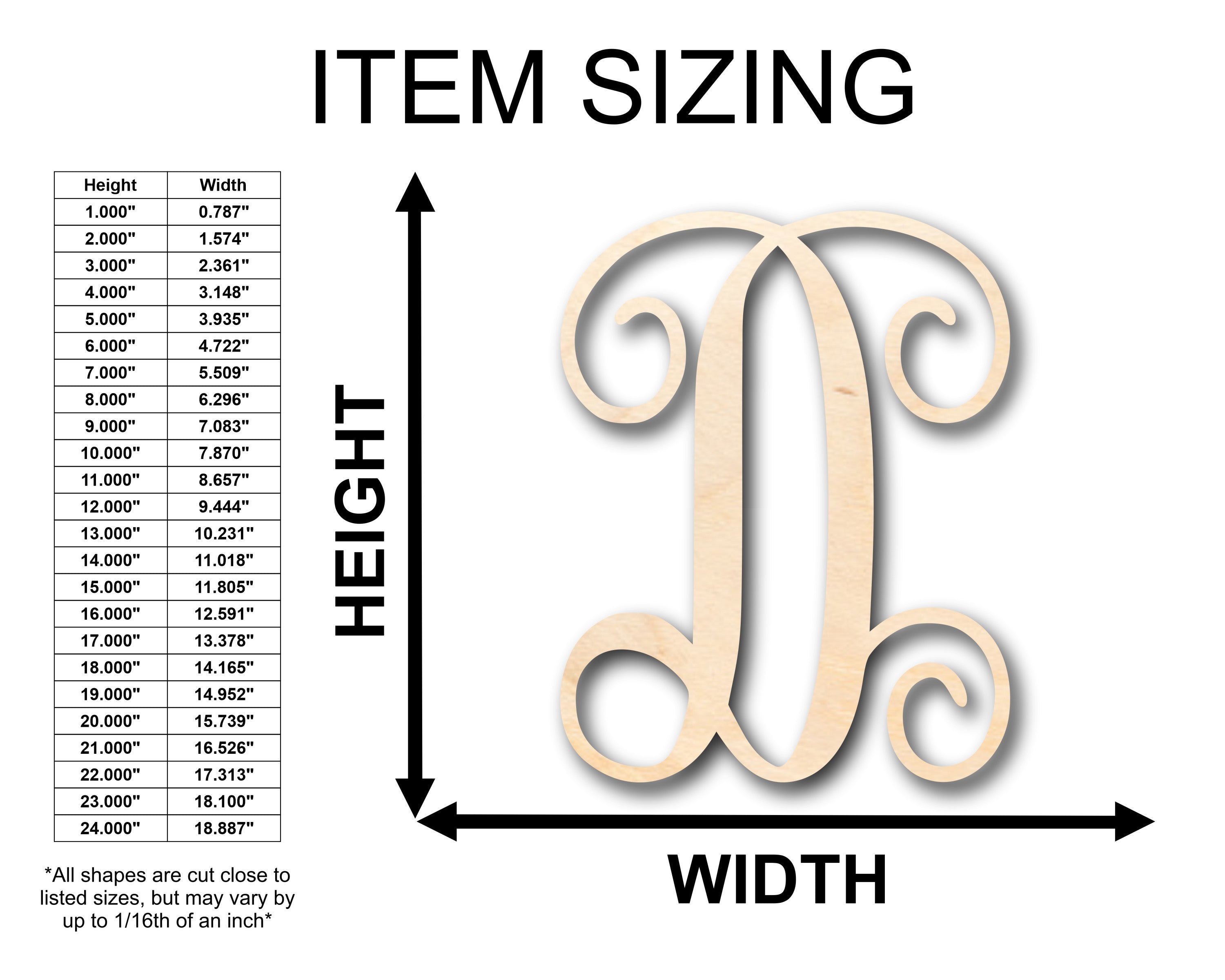 Unfinished Wood Monogram D Shape - Craft - up to 46" DIY