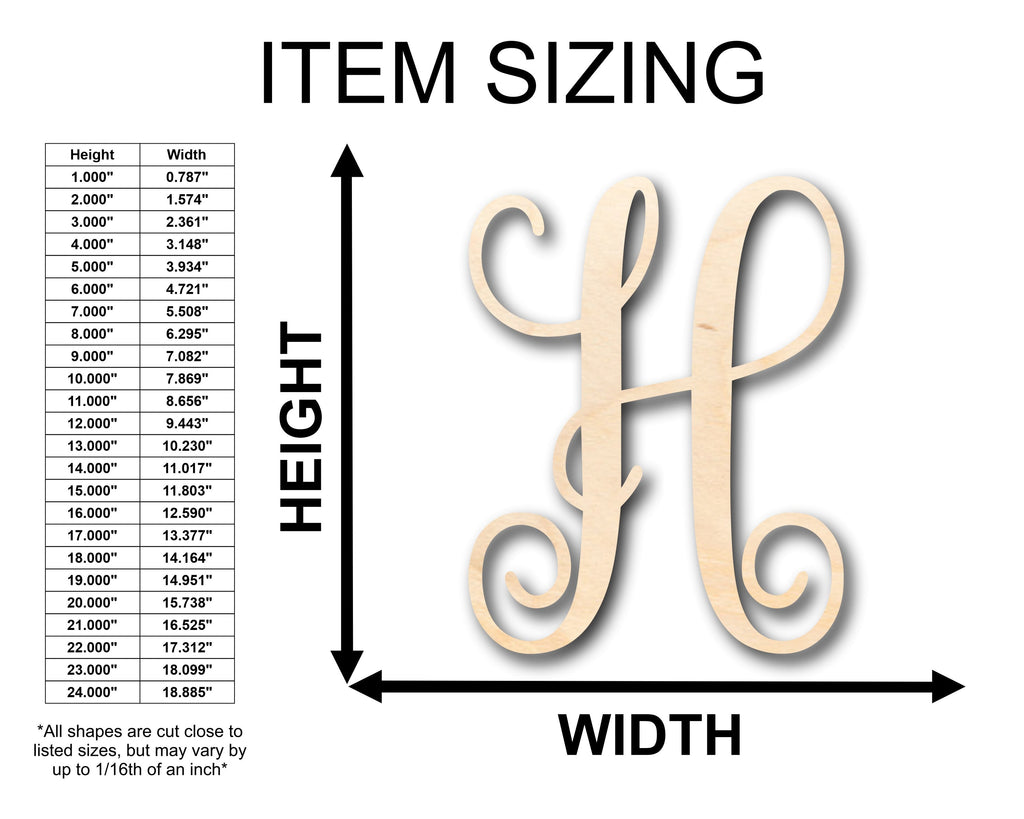 Unfinished Wood Monogram H Shape - Craft - up to 46" DIY