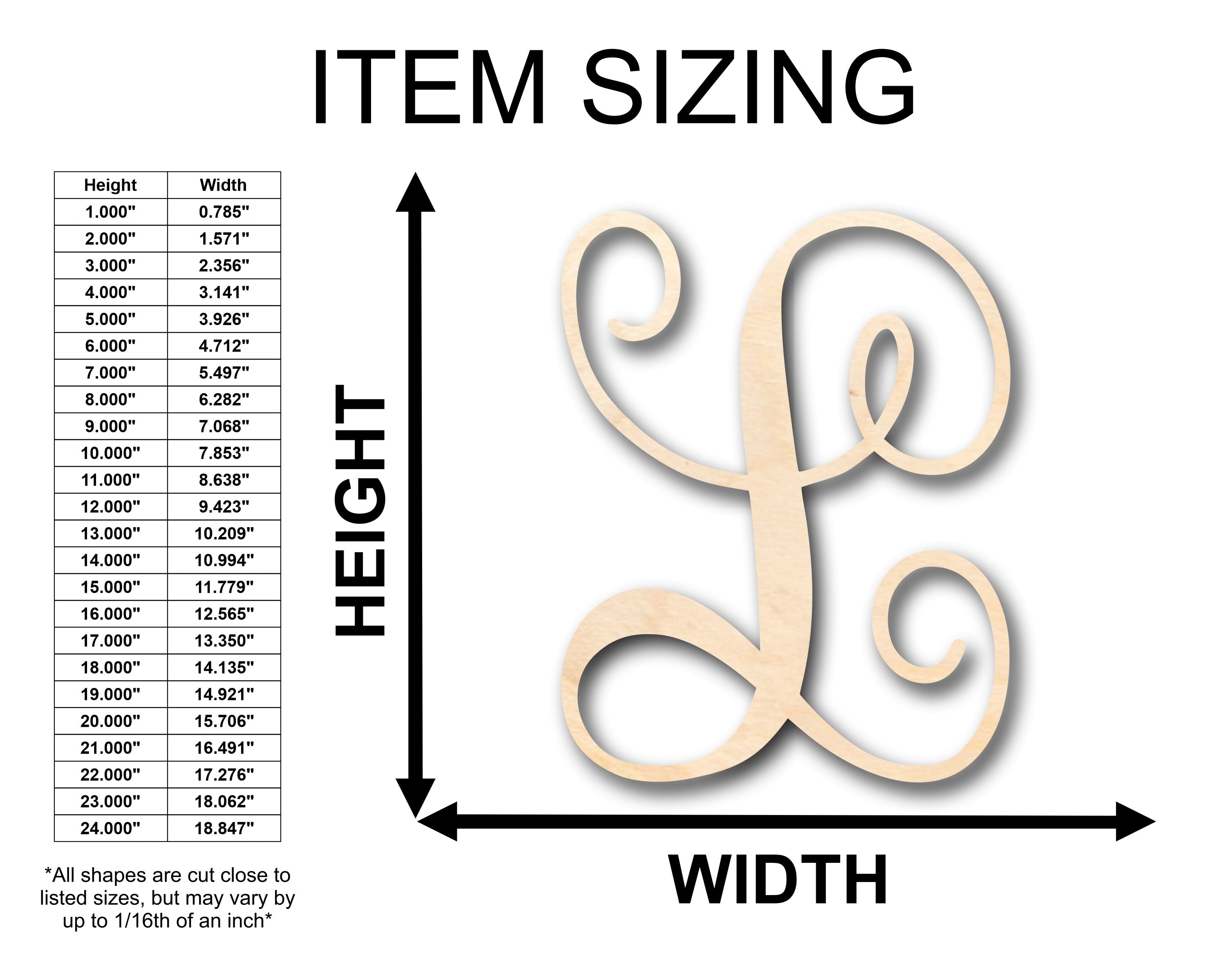 Unfinished Wood Monogram L Shape - Craft - up to 46" DIY