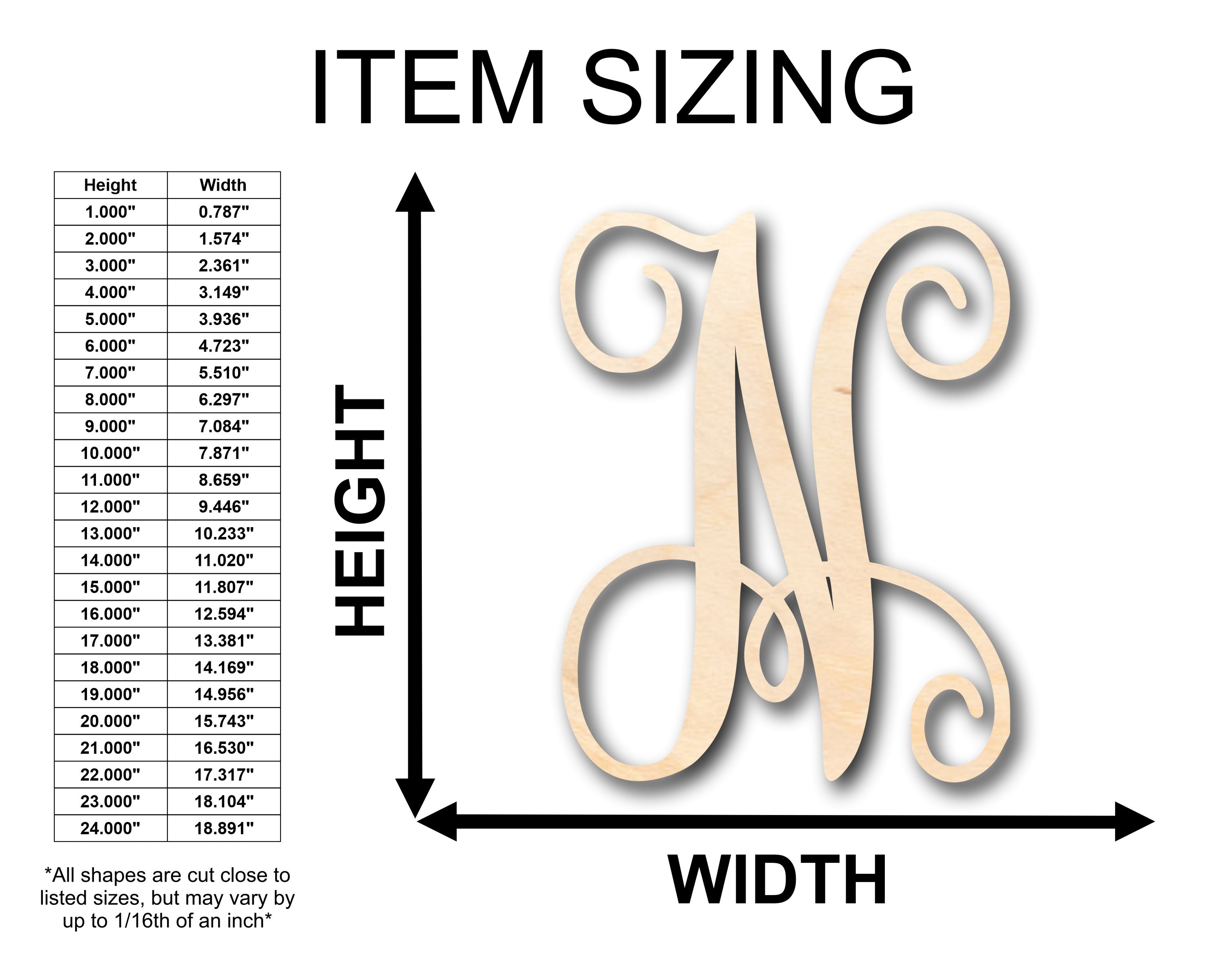Unfinished Wood Monogram N Shape - Craft - up to 46" DIY