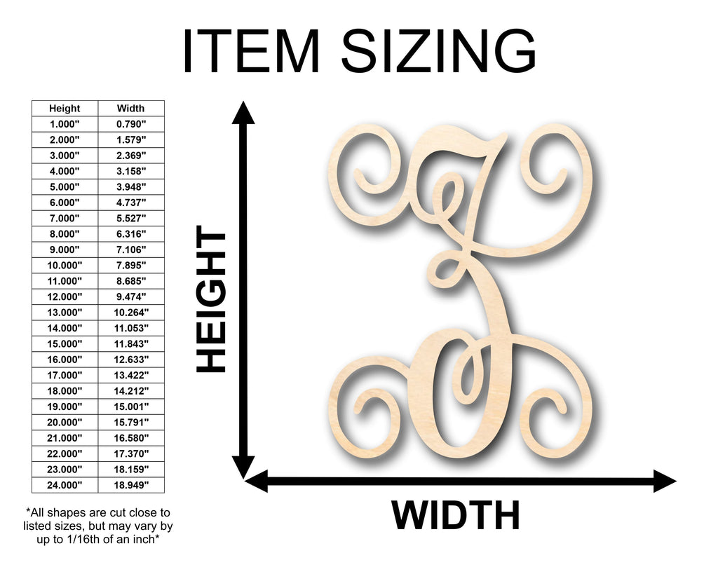 Unfinished Wood Monogram Z Shape - Craft - up to 46" DIY