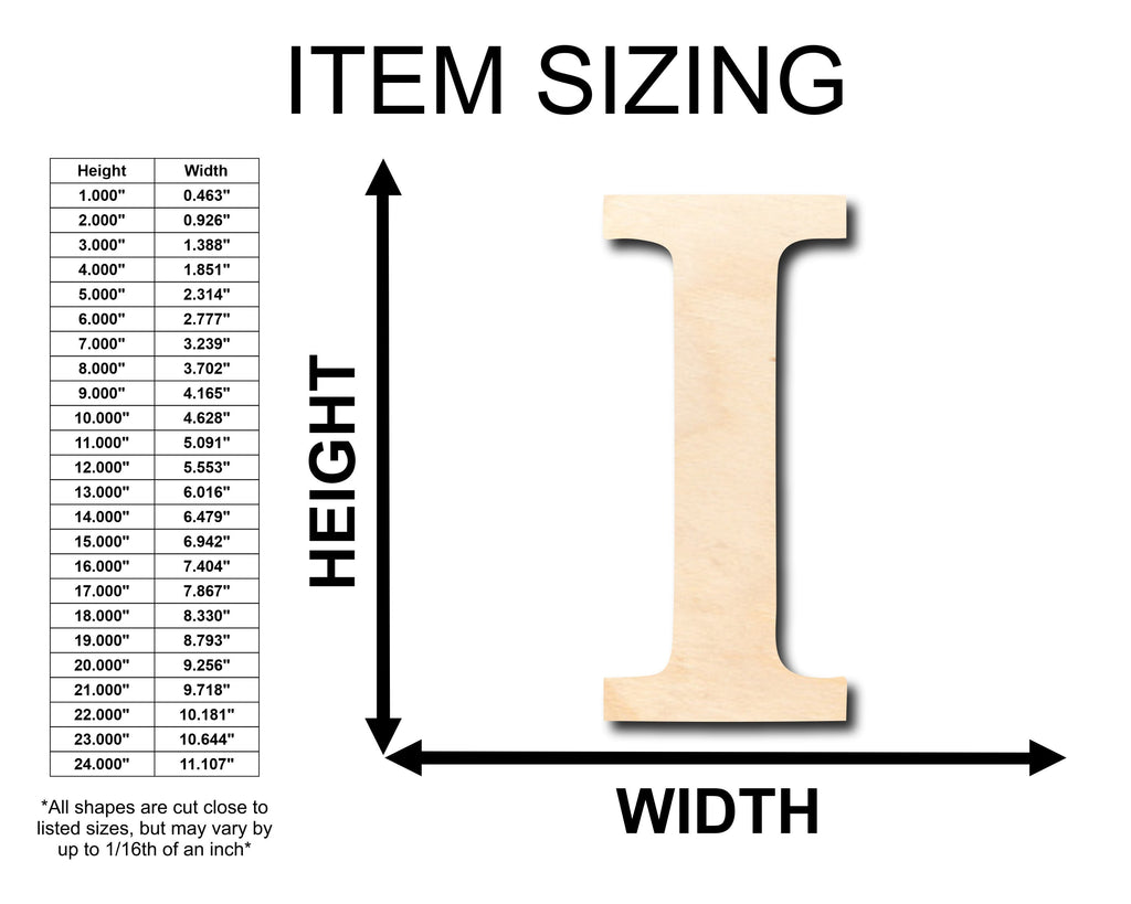Unfinished Wood Bold Iota Shape - Craft - up to 46" DIY