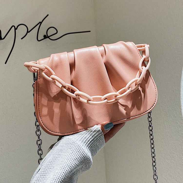 Women small hobo bag pleated bag chain shoulder strap 5101