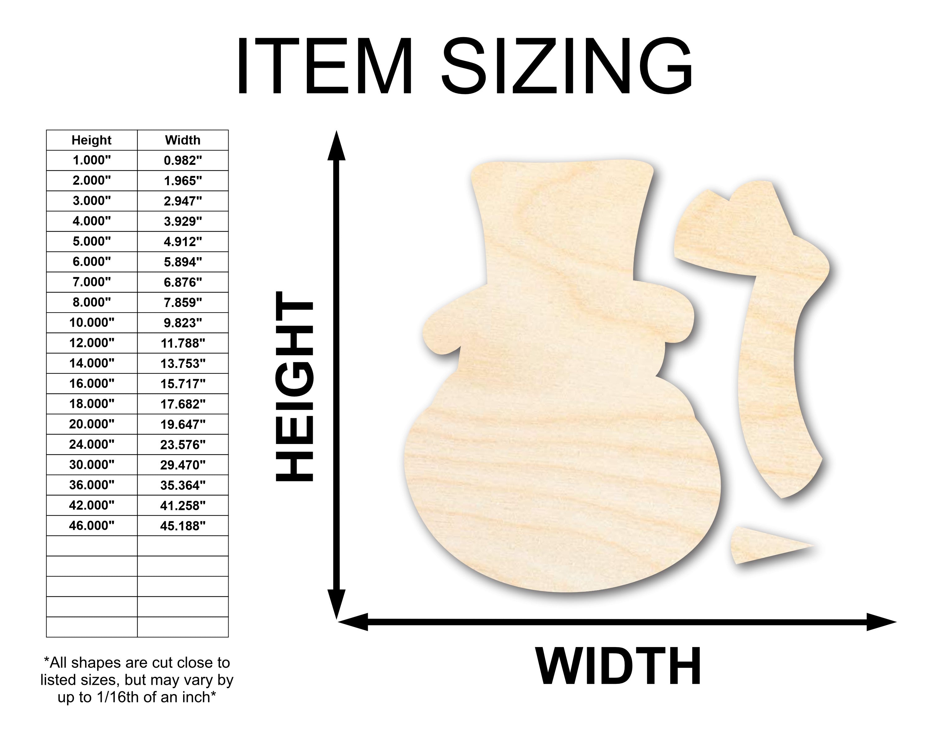 Unfinished Wood Snowman Craft Set Shape - 3 Piece Craft Set - up to 46"