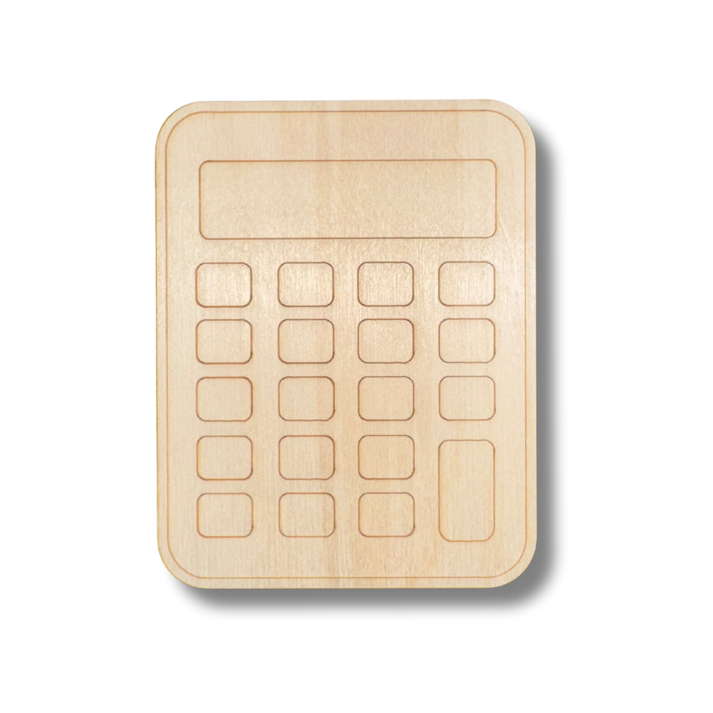 Unfinished Wood Etched Calculator Shape | Paint By Line Crafts | up to 30" DIY