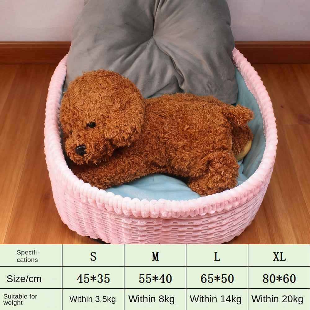Dog House Winter Warm Dog Bed Half-Enclosed Pet Dog House Cat Bed Pet Mat Pet Cage Pet Enclosure