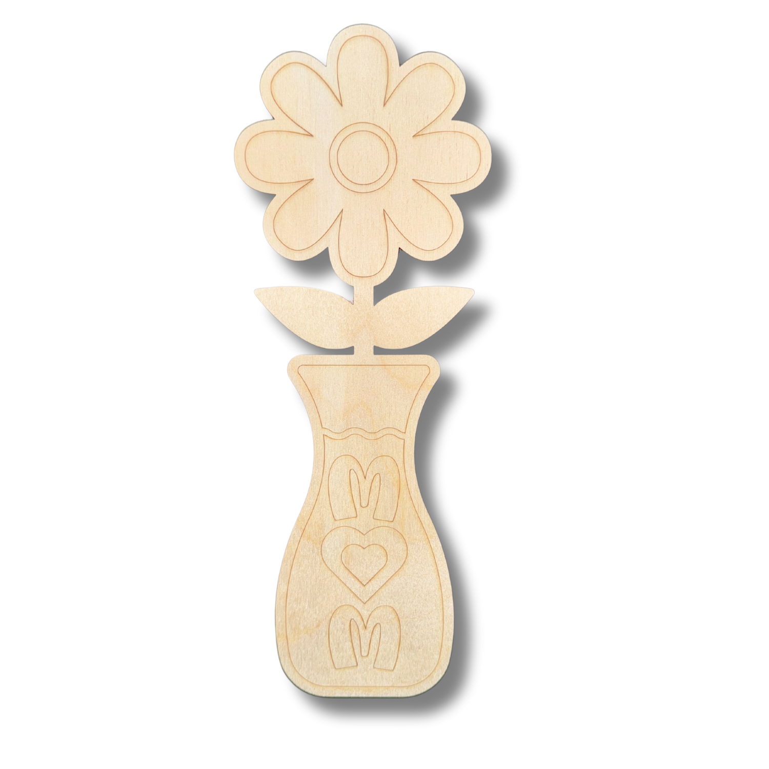 Unfinished Wood Etched Mom Flower Vase Shape | Paint By Line Crafts | up to 30" DIY