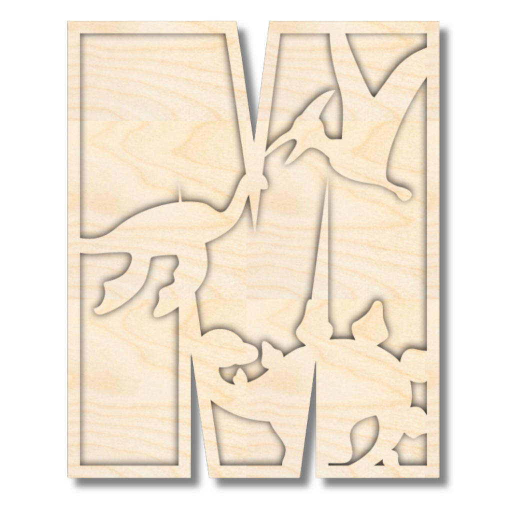 Unfinished Wood Layered Themed Letters | Dinosaur | A-Z | 2 Piece | up to 24"