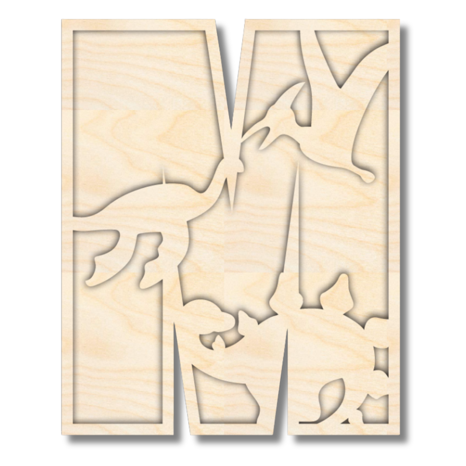 Unfinished Wood Layered Themed Letters | Dinosaur | A-Z | 2 Piece | up to 24"
