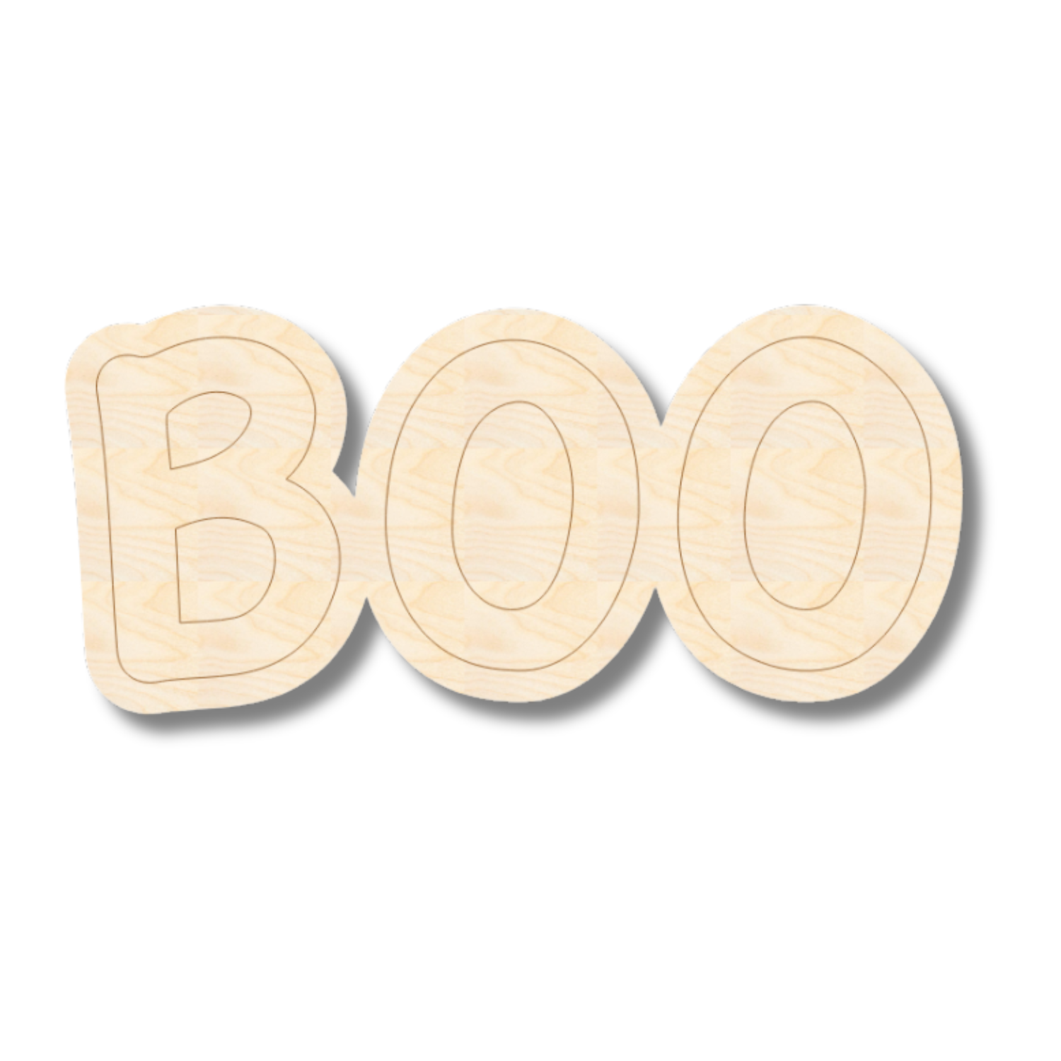 Unfinished Wood Etched BOO Shape | Paint By Line Crafts | up to 30" DIY
