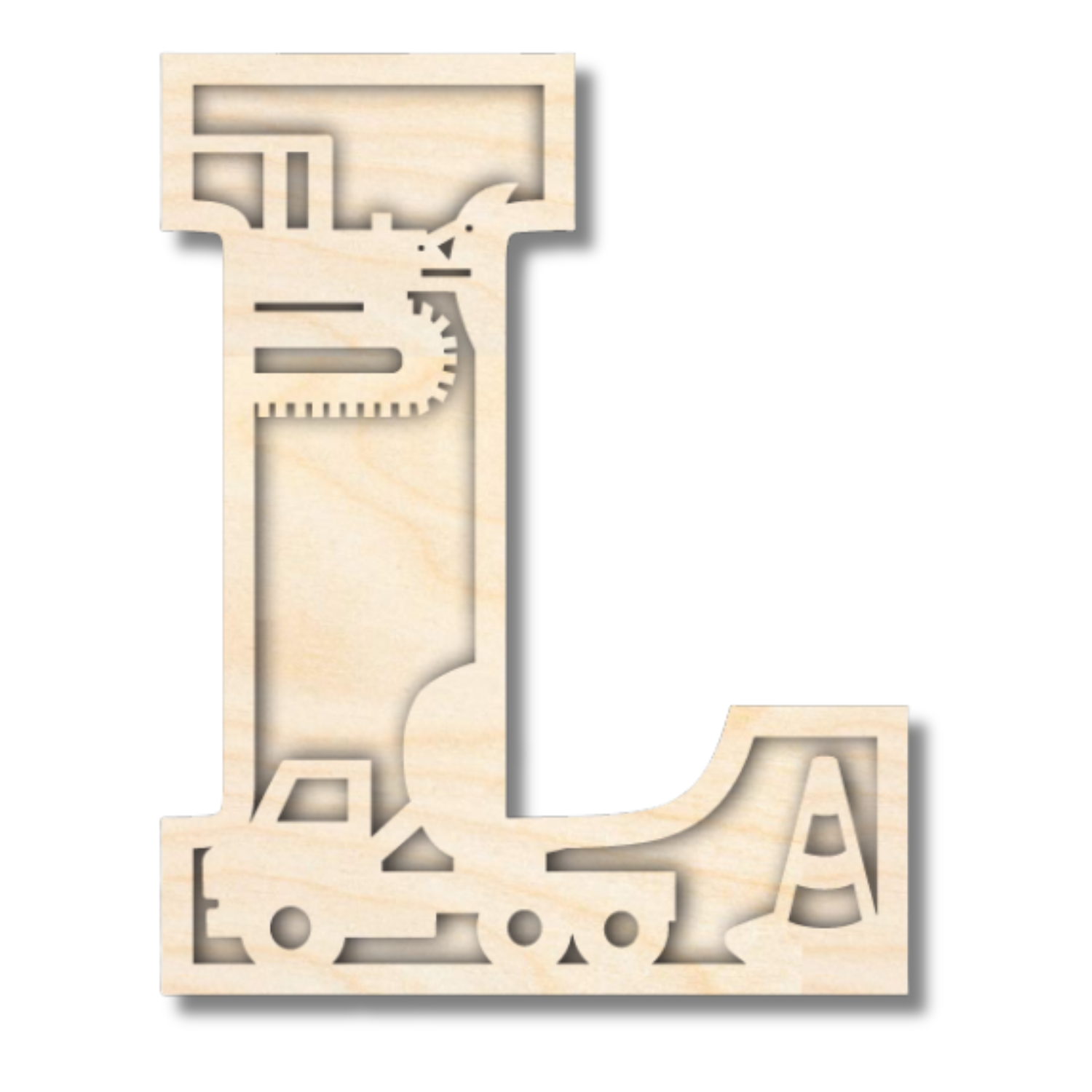 Unfinished Wood Layered Themed Letters | Construction | A-Z | 2 Piece | up to 24"