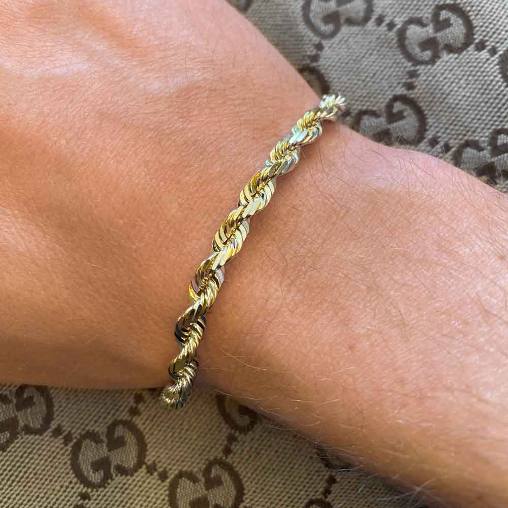 14K 4mm Genuine Solid Yellow Gold Rope Necklace Chain
