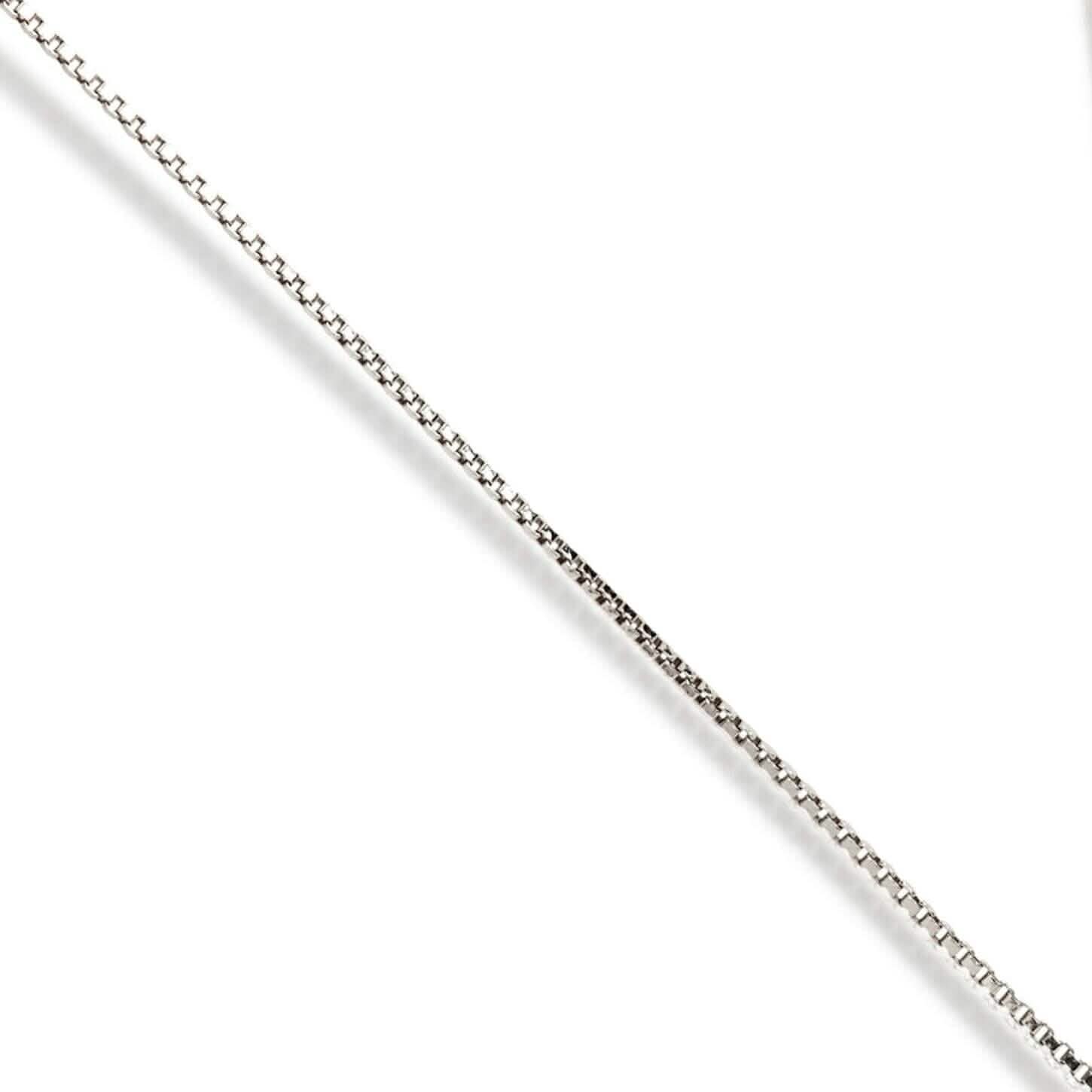 14K Solid White Gold Box Necklace Real Gold Chain