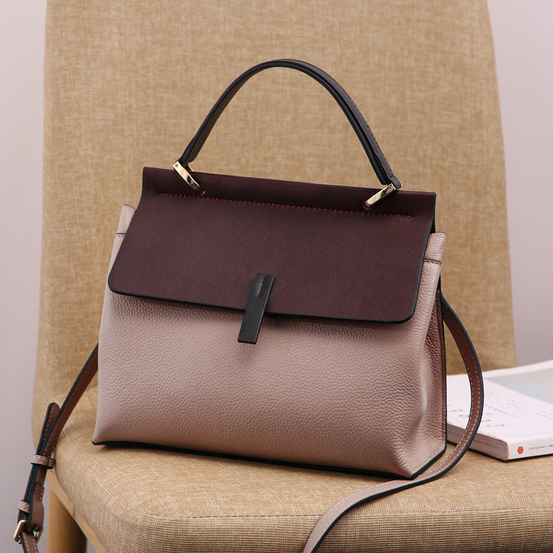 Trend large-capacity purse genuine leather shoulder bag tote crossbody