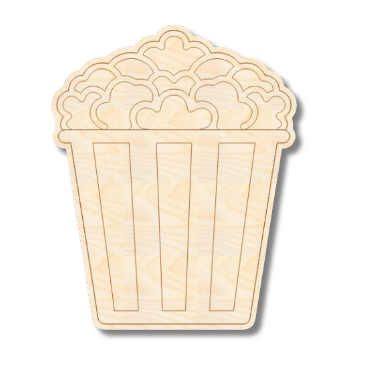 Unfinished Wood Etched Popcorn Shape | Paint By Line Crafts | up to 30" DIY