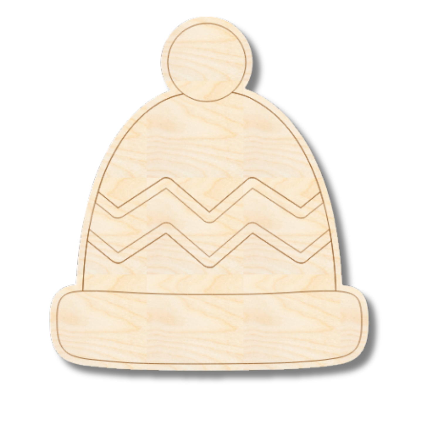 Unfinished Wood Etched Beanie Shape | Paint By Line Crafts | up to 30" DIY