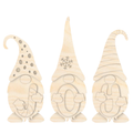 Unfinished Wood Layered and Etched Gnome Shelf Sitters | Set of 3 | 1/4" Wood | Wood Craft DIY