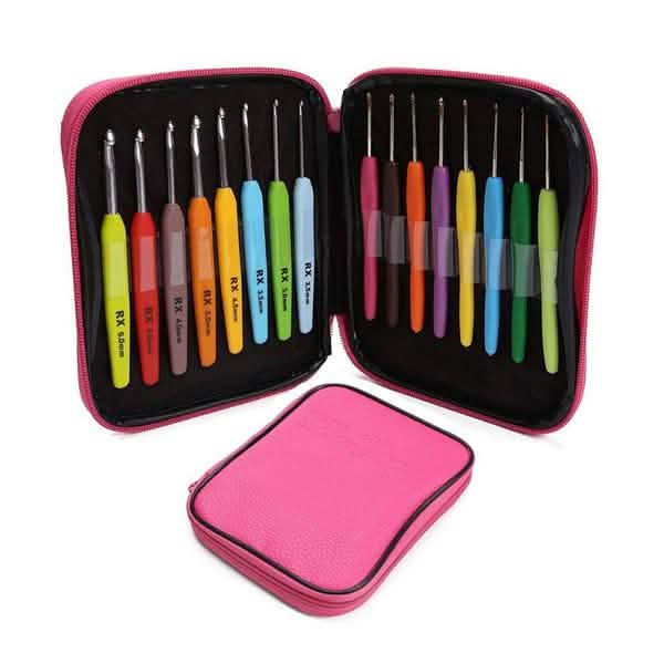 16-Piece: Colored Crochet Hooks Yarn