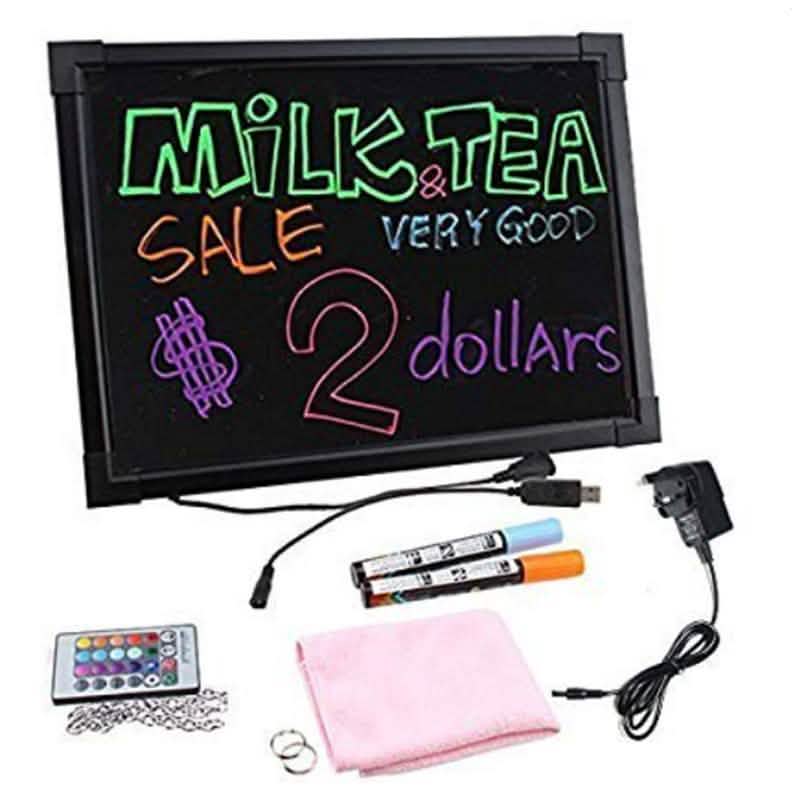 16 x 12" LED Flashing Illuminated Erasable Neon Sign Remote Message Menu Writing