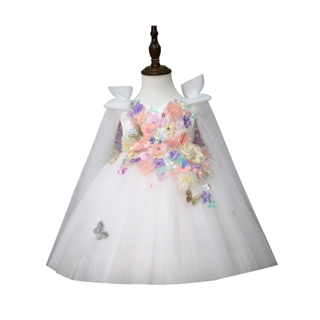 Children's Handmade Applique Dress White