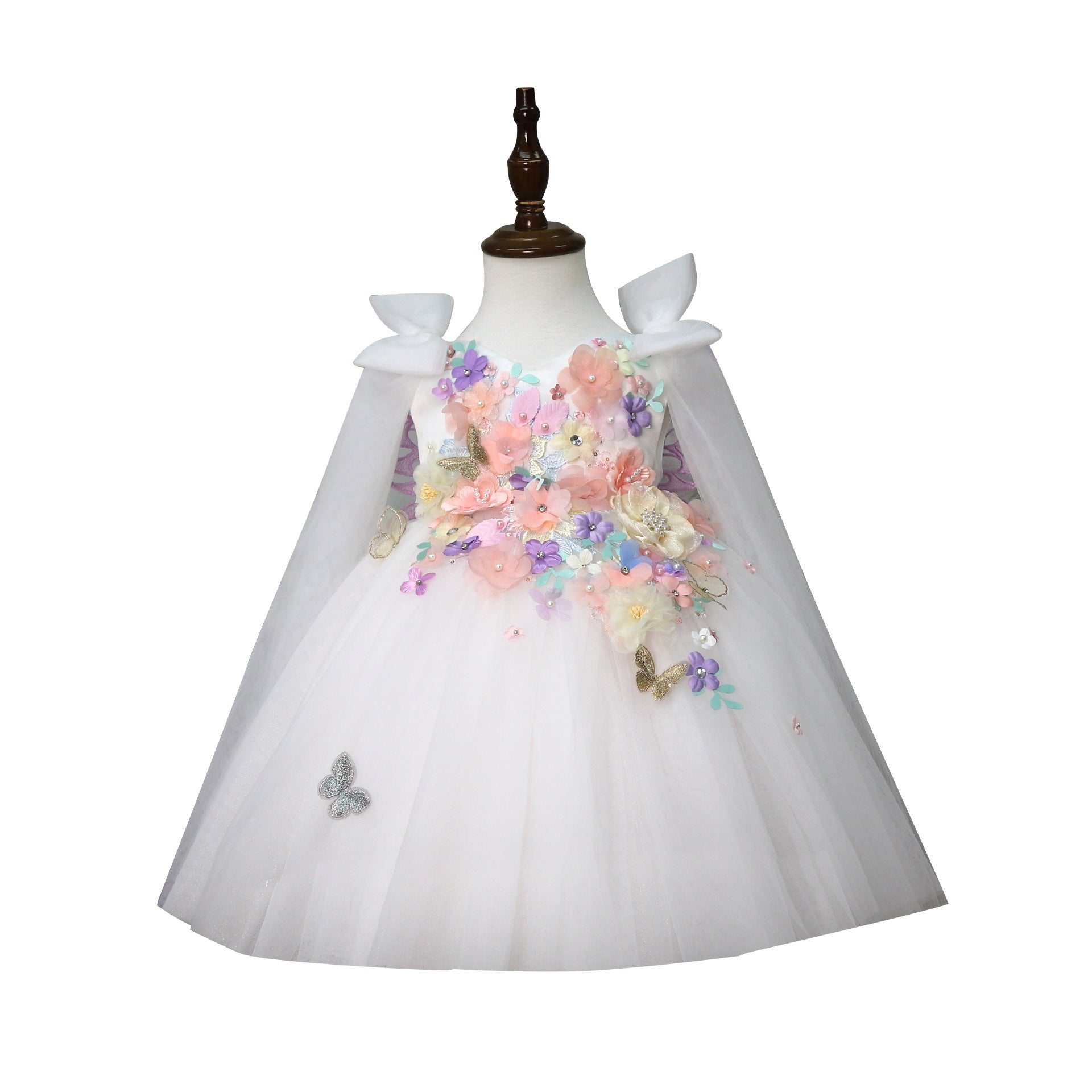 Children's Handmade Applique Dress White