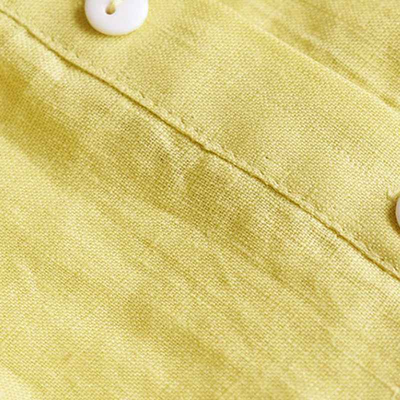 Girls' Linen Doll Collar Short Sleeve Dress