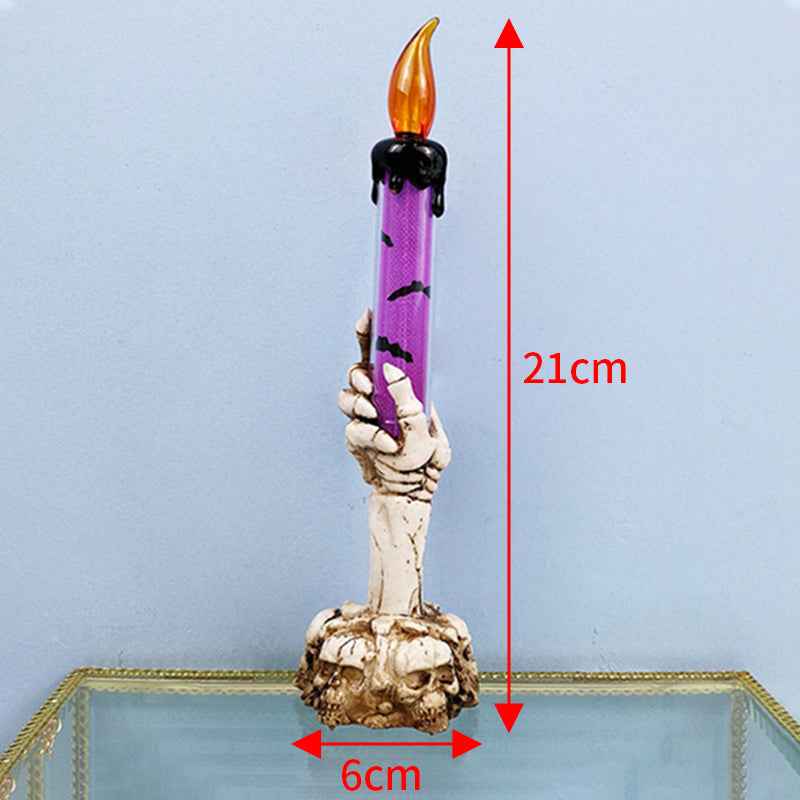 Halloween Skeleton Candlestick Ghost Festival Horror Decoration Props LED Electronic Candle Light Pumpkin Lantern Skull Ornament