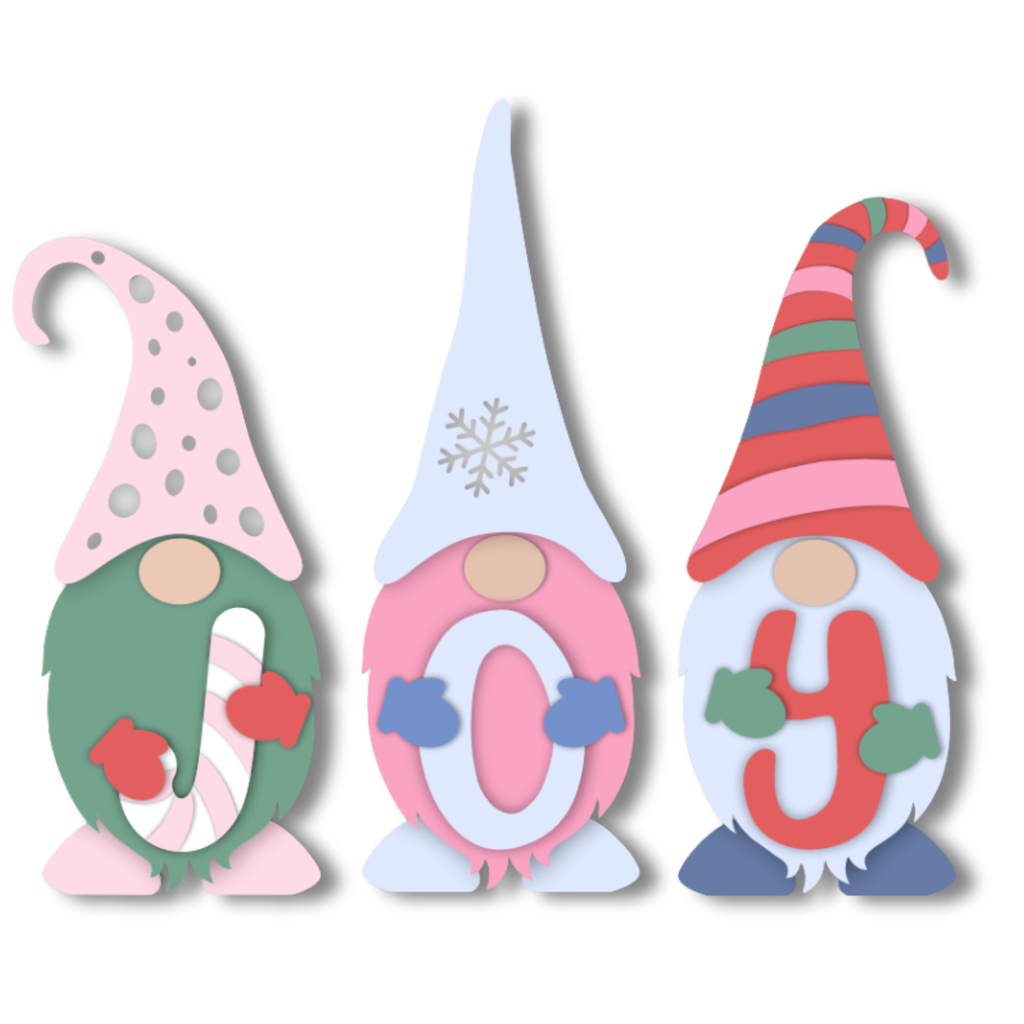 Unfinished Wood Layered and Etched Gnome Shelf Sitters | Set of 3 | 1/4" Wood | Wood Craft DIY