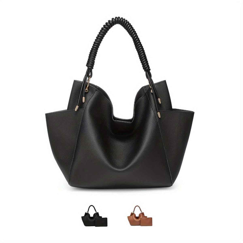 Soft Hobo Bag Unique Braided Woven Handle