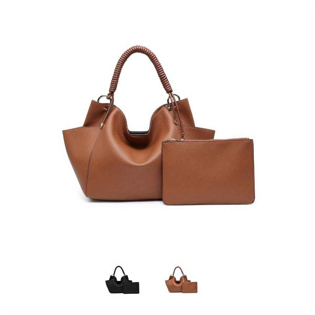 Soft Hobo Bag Unique Braided Woven Handle