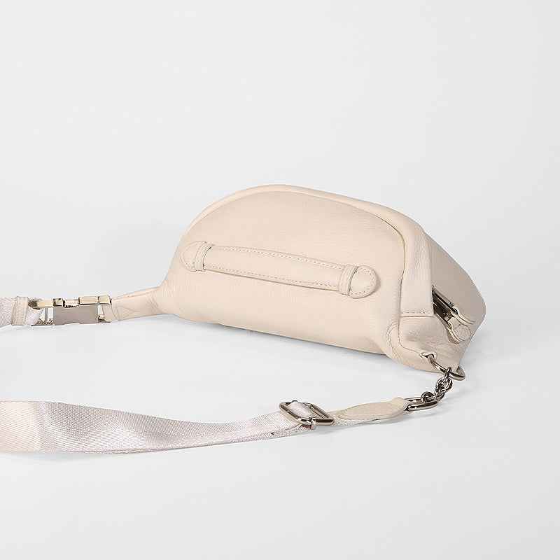 Genuine leather waist bag for women elegant crossbody chest purse unisex for travel running fanny pack