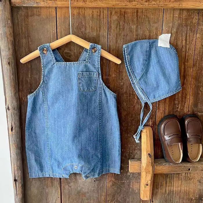Baby Denim Overalls With Suspenders Casual Sleeveless Vest