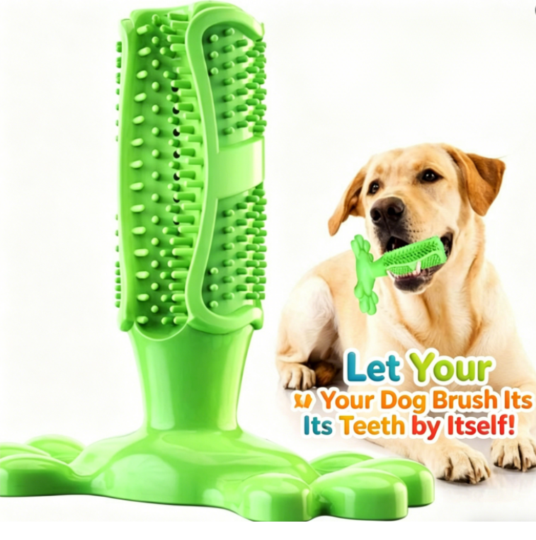 Pet Dog Toy Dental Brush Teeth Cleaning Elastic Rubber Chew Toy
