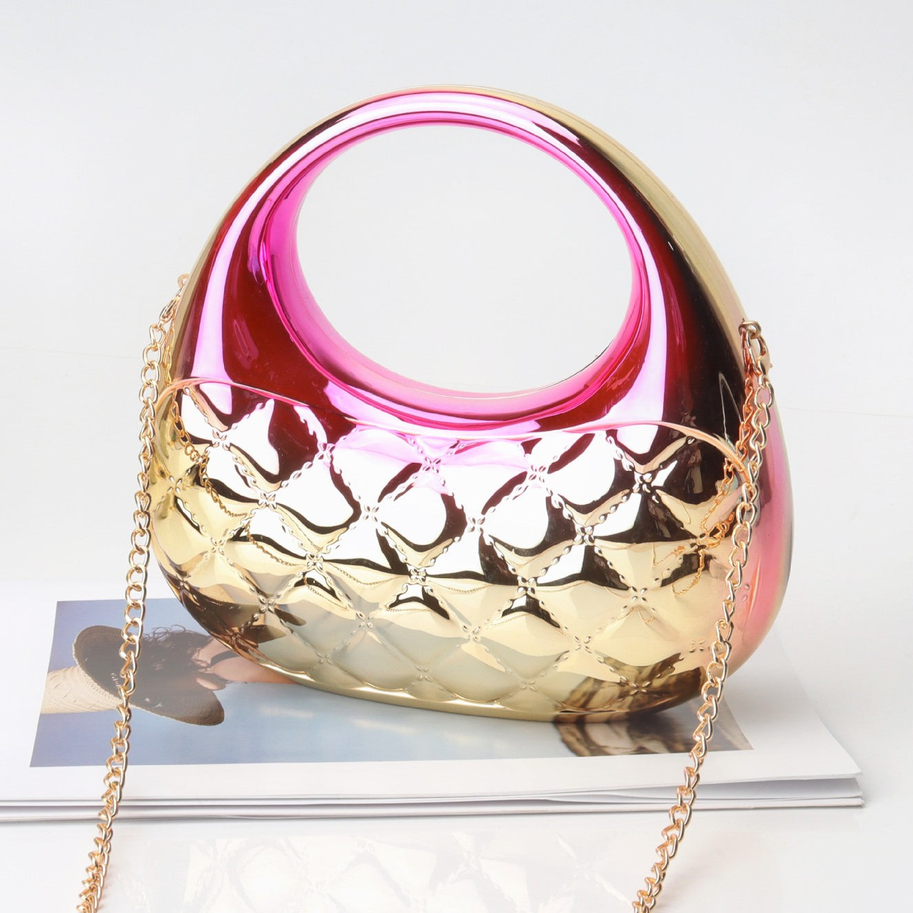 Shell Glossy Acrylic Bag, Shinny Dinner Colorful Bag Evening Clutch Purse Casual, Clutch Purse Party