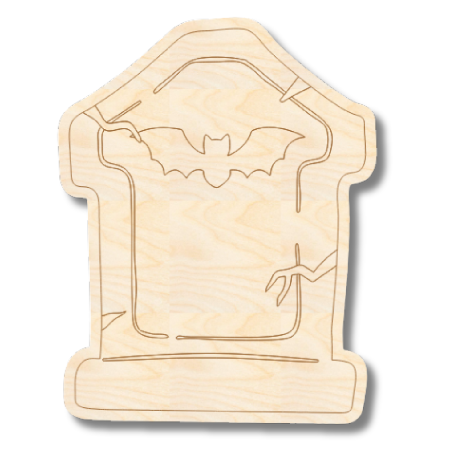 Unfinished Wood Etched Tombstone Shape | Paint By Line Crafts | up to 30" DIY